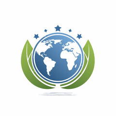 Global Sustainability Initiative Emblem Depicting Earth, Leaves, and Stellar Elements