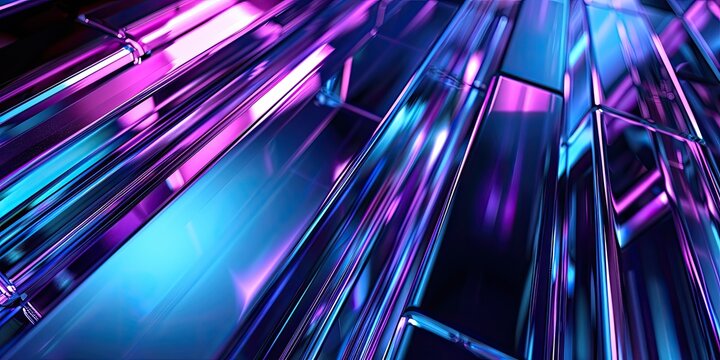 Neon Glass Tiles reflecting lights. Background abstract for digital displays - Powered by Adobe