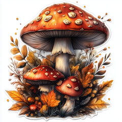 mushrooms in the grass