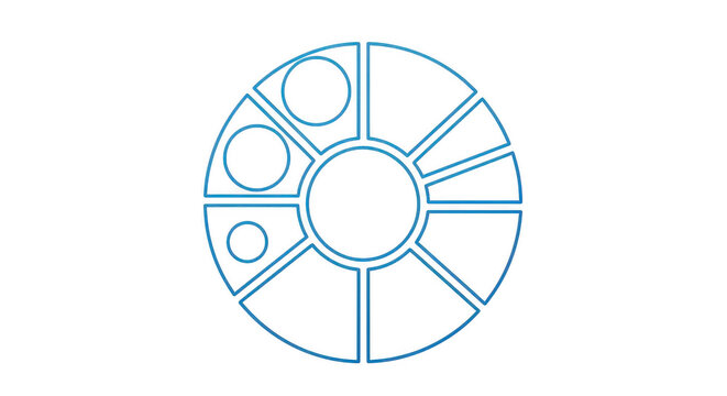 A circular diagram with segments isolated on transparent background, infographic