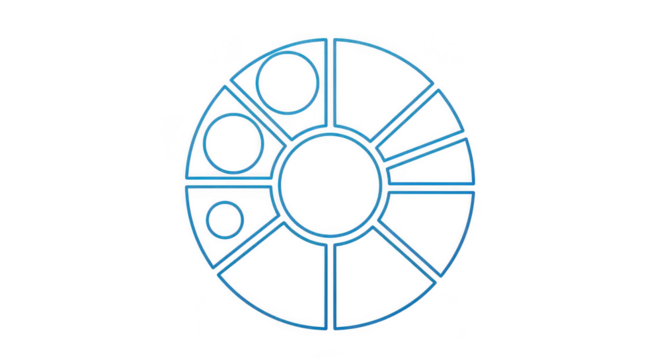 A circular diagram with segments isolated on transparent background, infographic