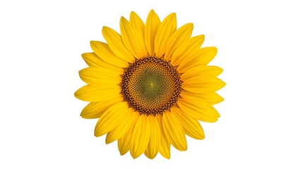 Fototapeta premium Sunflower with bright yellow petals, isolated white background