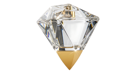 Diamond shaped perfume bottle isolated on transparent background