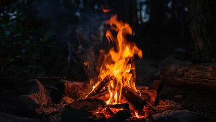 Detailed shot of a charming bonfire