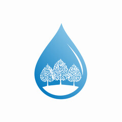 Symbolic illustration representing water conservation and environmental preservation through tree imagery