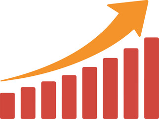 Vector art of growing bar graph with arrow showing progress