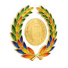 Vibrant Excellence Award Medal with Golden Laurel Wreath and Star on White