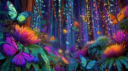Psychedelic vivid dreamscape, hyperreal fantasy nature scene