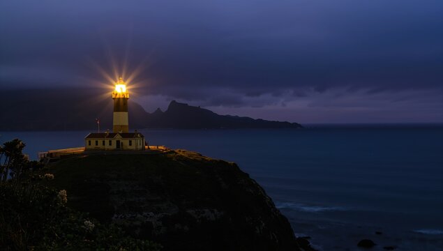 Scenic outlook of a coastal lighthouse