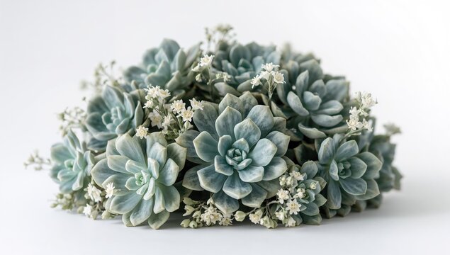 Group of Echeveria Rezry Succulent Plants Isolated on White - Powered by Adobe