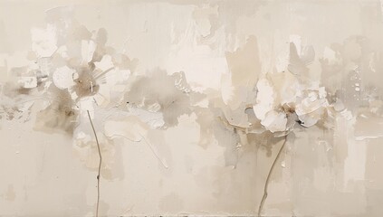 Abstract acrylic brushstroke art with beige textured background on canvas