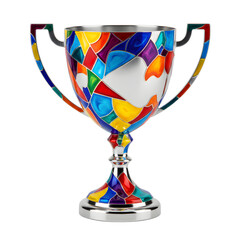 Brightly colored mosaic award cup, a symbol of triumph and recognition