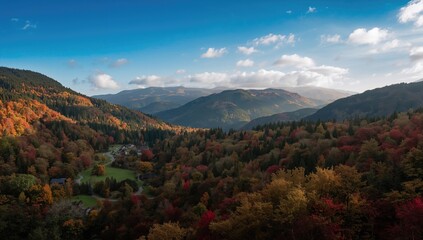 Obraz premium A Stunning Aerial View of Autumnal Mountain Peaks