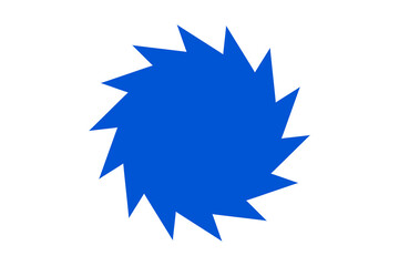 Blue starburst shape with sharp edges on transparent background, modern abstract badge design for sale labels, promotional stickers, posters, and digital marketing graphics