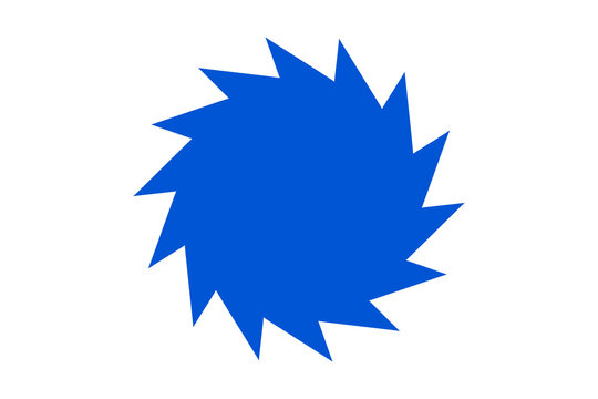 Blue starburst shape with sharp edges on transparent background, modern abstract badge design for sale labels, promotional stickers, posters, and digital marketing graphics