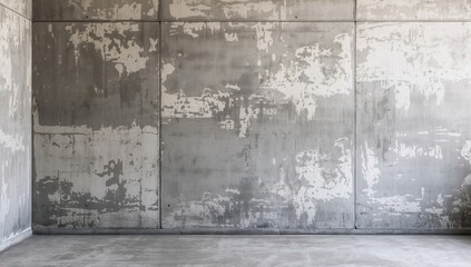Abstract white wall with concrete streak patterns from uneven pouring