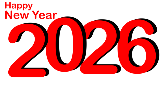 Happy New Year 2026 typography text