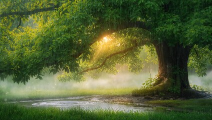 Obraz premium Freshness of leaves after rainfall