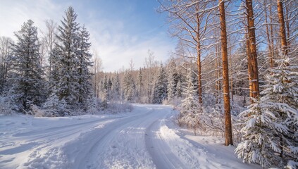 Fototapeta premium Gorgeous snowy woodland in winter