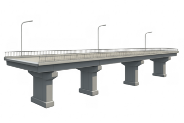 Highway bridge road structure overpass on transparent background