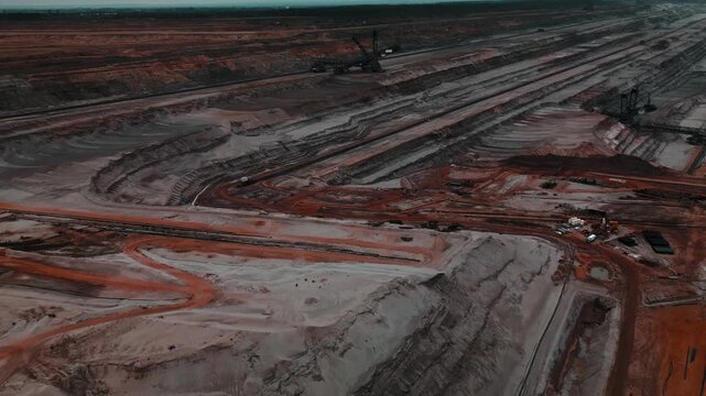 4K Aerial Approach on Bucket-Wheel Excavator 293 in Hambach Mine, Germany