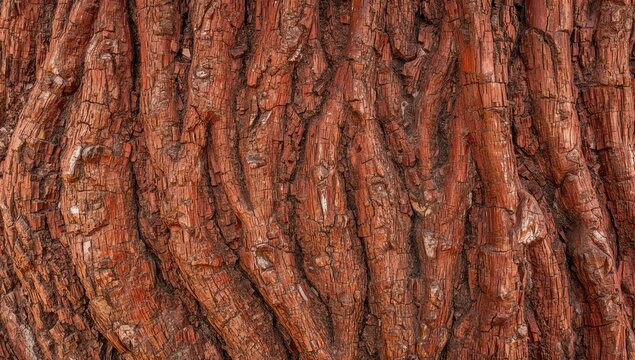 Detailed view of the rugged bark of a red gum tree showcasing its unique patterns and textures.