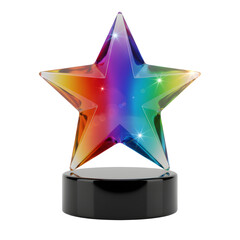 Vibrant Rainbow Star Trophy Symbol of Excellence and Achievement