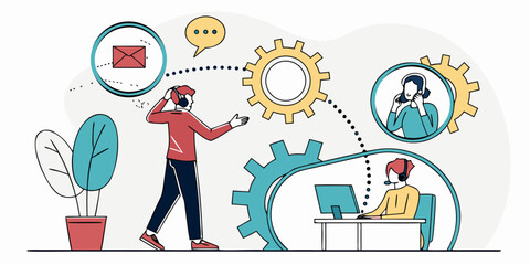  creative  illustration  of  support  online  communication