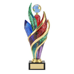 Vibrant crystal global trophy symbolizing outstanding achievement and recognition