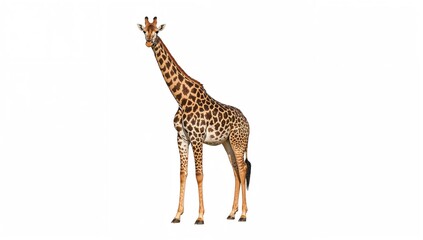 Obraz premium Lone giraffes on a white backdrop