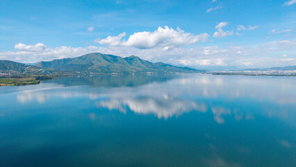Aerial photography of natural scenery of mountains and lakes