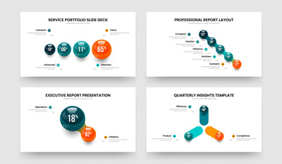 Digital Growth Four Five Two Three Step Infographic Presentation Template Vector Illustration Collection. Creative Strategy 4 5 2 3 Element Diagram Slideshow Design Bundle.