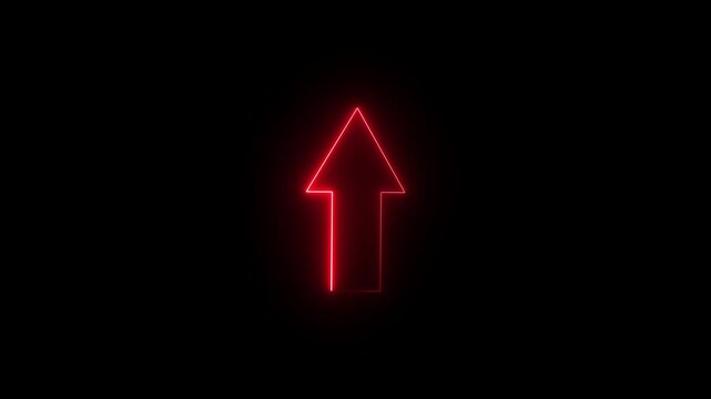 Neon line Up direction animated arrow .Animation of sweep arrow icon, upward and transparent red swipe up pointing arrow icon.4k video animation .