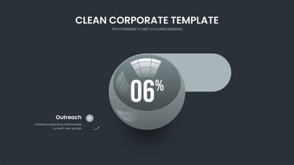 Modern Growth One Step Graph Slideshow Design. Product Plan Frame Template Vector Illustration. Market Analysis 1 Element Chart Slide Layout.