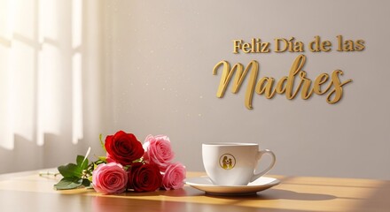 Romantic Floral Background with “Feliz Día de las Madres” Message