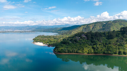 Aerial photography of natural scenery of mountains and lakes
