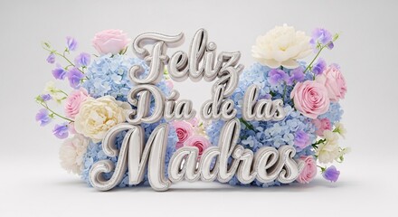 Pastel Floral Design for Mother’s Day Delicate Spanish Greeting Art feliz dia de las madres