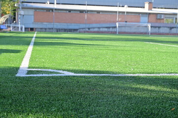 Soccer field grass conner empty