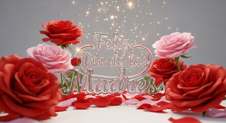 Romantic Floral Background with “Feliz Día de las Madres” Message