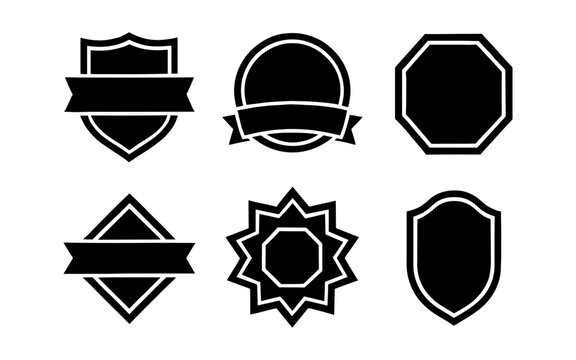 Set of minimalist geometric emblems and shields for badges and logos
