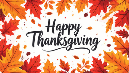 Thanksgiving typography with autumn foliage frame