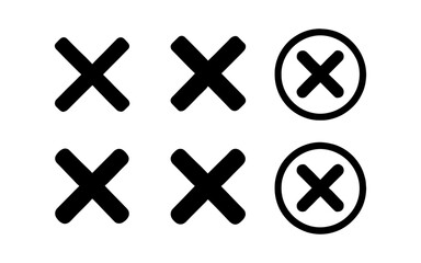 Obraz premium Collection of black x marks and crosses in minimalist style