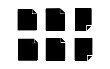 Minimalistic black document icons set on white background