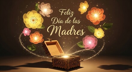 Romantic Floral Background with “Feliz Día de las Madres” Message