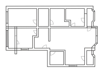 CAD drawing of Architectural sketch of a building 3d illustration ,  3D vector model of building isolated on white background with line draw
