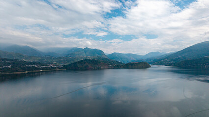 Aerial photography of natural scenery of mountains and lakes