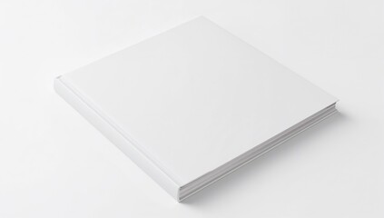 Detailed view of a blank white book on a white surface