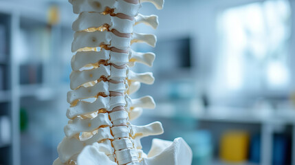 
Close-up of healthy human spine model in medical office.