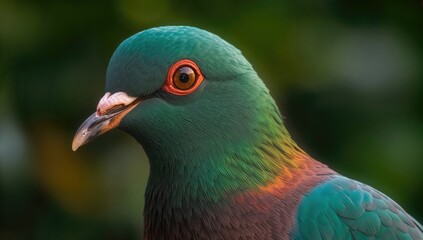 Naklejka premium Vibrant plumage of the Nicobar pigeon