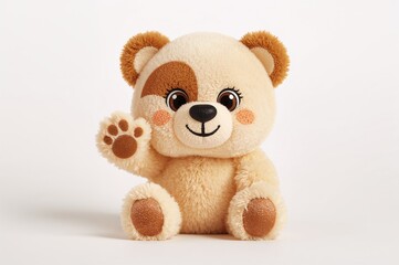 Obraz premium Adorable animated bear character greeting with a raised paw